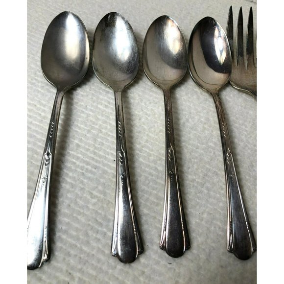 Valencia Silver Plate Silverware Serving Fork & Serving Spoons - Picture 3 of 7